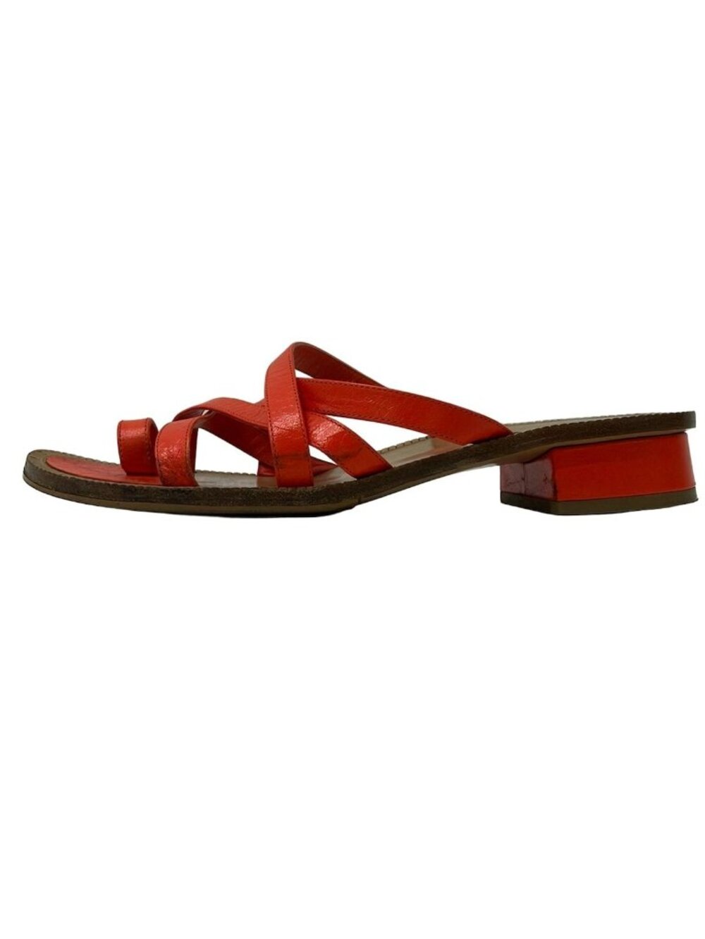 Chanel Mules Orange Beige Leather